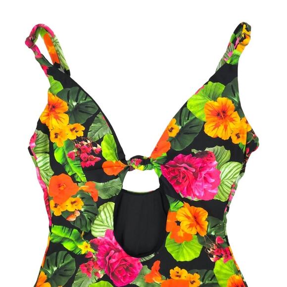 NWOT Andie One Piece The Santorini Swimsuit Black Floral Colorful Vibrant - Picture 5 of 10